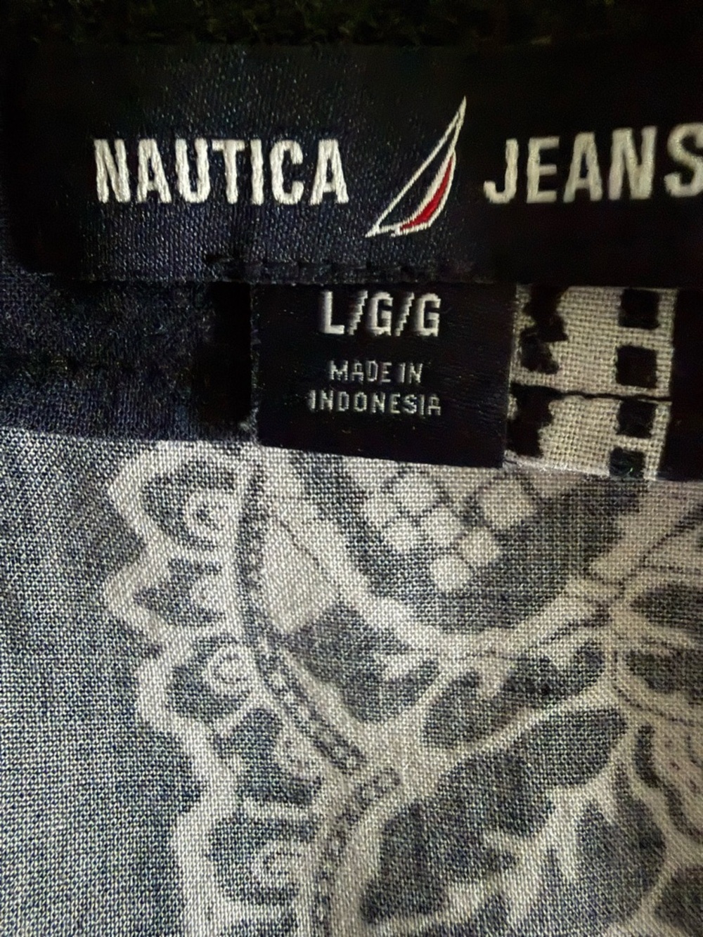 Nautica Navy & White Paisley V-Neck Blouse - Picture 2 of 3
